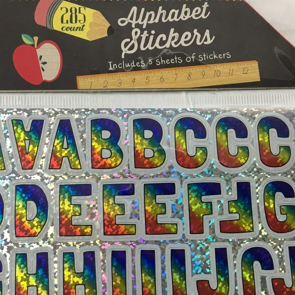 Alphabet Rainbow Holographic Stickers 10 Sheets 570 Total Classroom Uppercase
